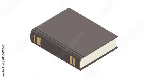 Classic closed book with brown cover on white background
