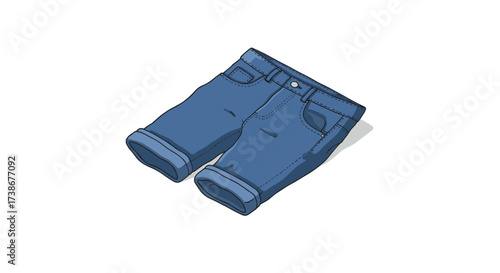 Stylish denim shorts on white background with shadow effect