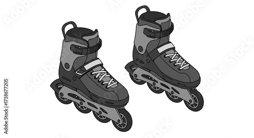 Stylish inline skates in detailed isometric perspective