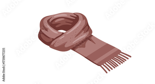 Cozy knitted scarf artwork on white background