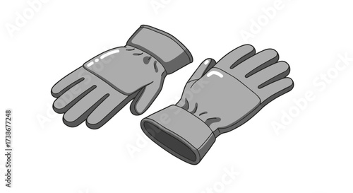 Realistic grey winter gloves on white background