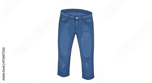 Blue denim jeans isolated on white background