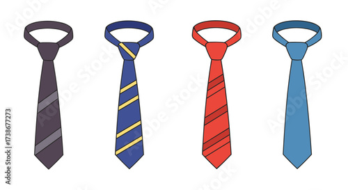 Colorful neckties collection on white background