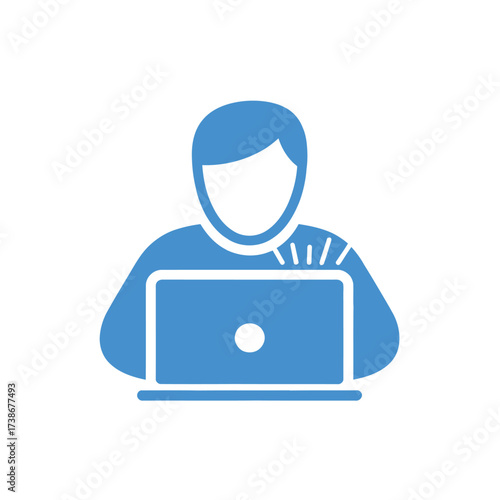 Person working on laptop computer icon illustration for business and remote work solutions