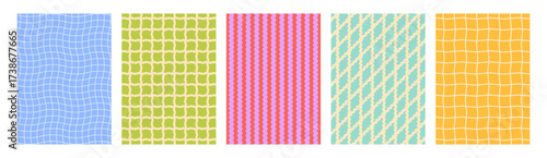 Colorful Seamless Geometric Pattern Set. Abstract  Cute Girlish Retro Background Texture for Cover, Notebook, Scrapbook