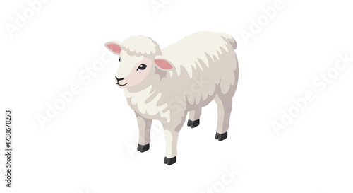 Cute isometric sheep on white background for children’s designs