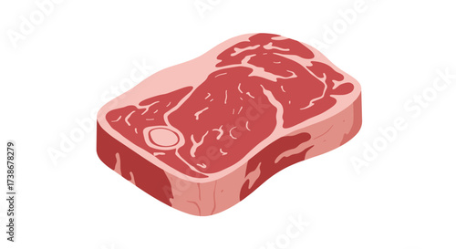 Realistic raw meat cut on white background