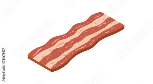 Isometric bacon slice on white background