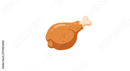 Delicious chicken drumstick icon in flat style isolated on white background