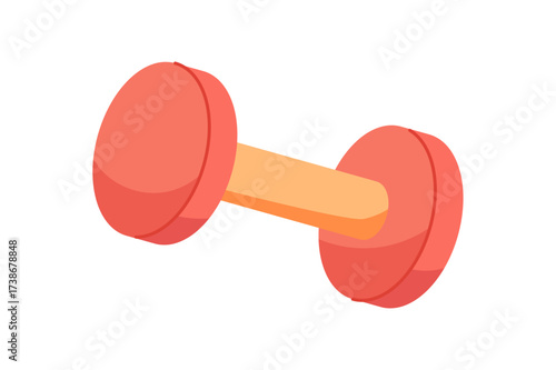 Flat cartoon dumbbell in stylish design. Essential gym equipment for fitness and exercise. Workout tool for bodybuilding and weightlifting. Great strength training healthy lifestyle concepts.