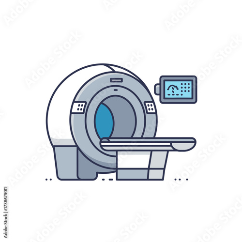MRI Machine Illustration Medical Imaging Technology for Diagnosis.