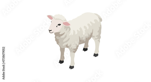 Cute isometric lamb on white background perfect for kids designs