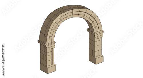 Isometric stone archway: architectural heritage design
