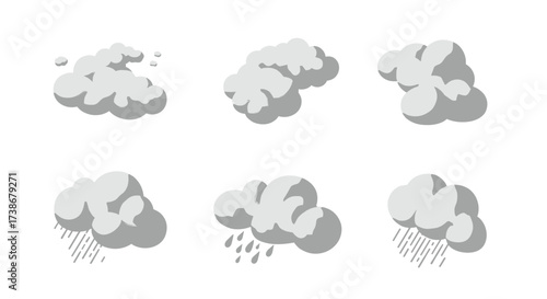 3d cloud variations with raindrops depicting different weather conditions