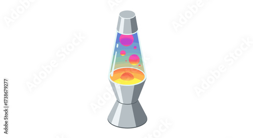 Retro lava lamp with colorful wax in modern minimalist design