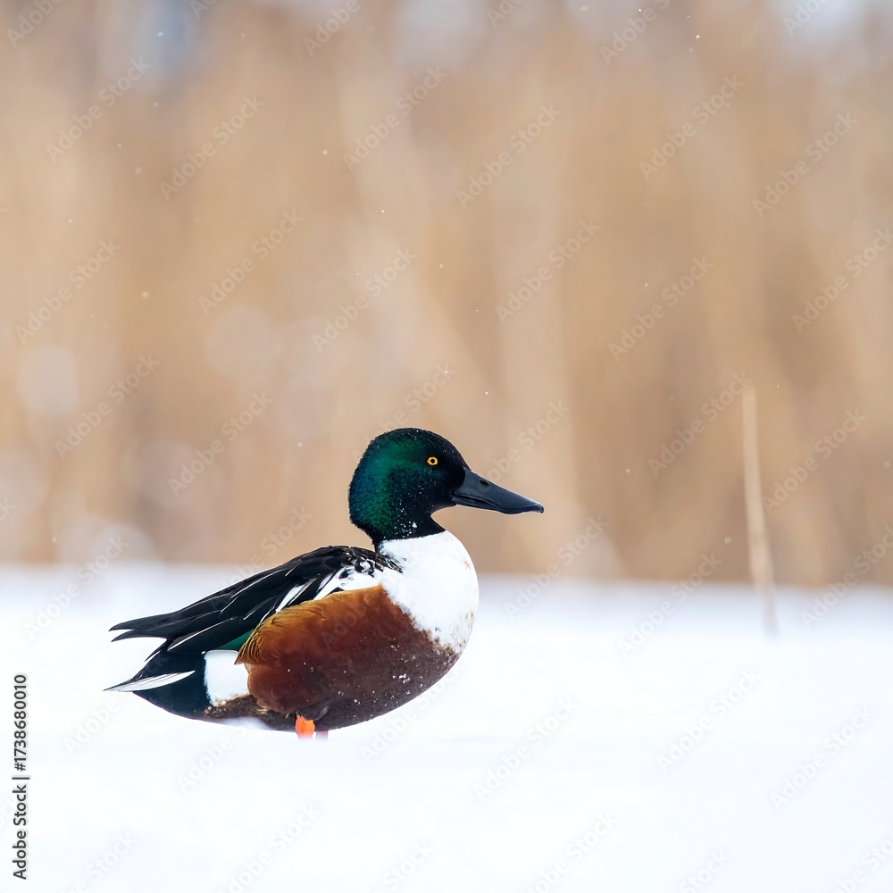 Obraz premium Winter duck in snow (1)