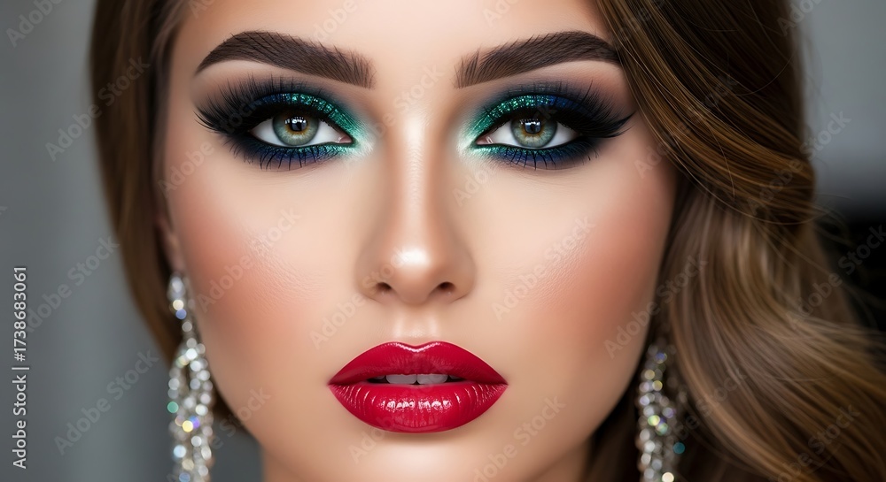 Fototapeta premium Beautiful Woman with Dramatic Makeup.