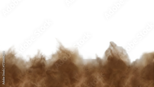 Brown sand dust cloud overlay PNG isolated on transparent background