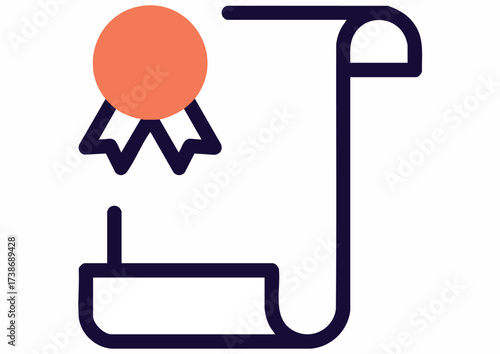 Simple line icon of a podium with a medal on top against a white background