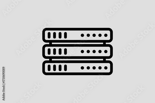 Server rack vector icon simple line design perfect for data storage infographics and presentations