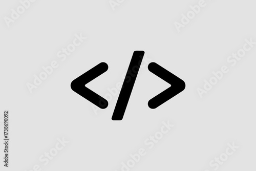 Code icon simple flat vector glyph symbol for website development isolated on white background