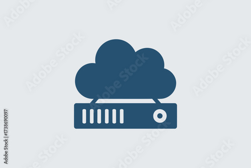 Cloud server icon simple flat vector illustration isolated on white background for web design