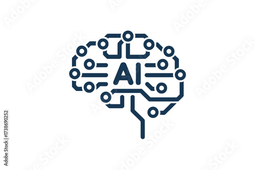 AI brain circuit vector icon artificial intelligence concept for technology isolated on white background