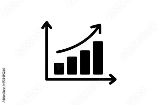 Growth chart icon with arrow simple vector illustration for business presentation isolated on white background