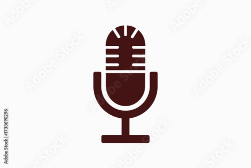 Retro microphone icon simple flat vector glyph isolated on white background for broadcasting and podcasting