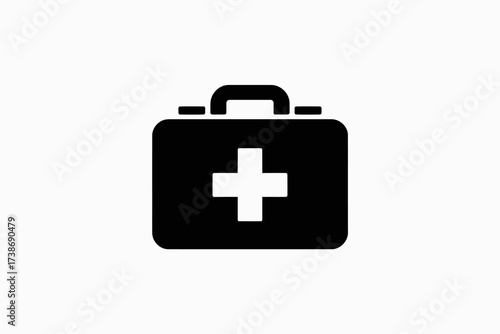 First aid kit icon simple black glyph vector symbol isolated on white background for medical and healthcare design