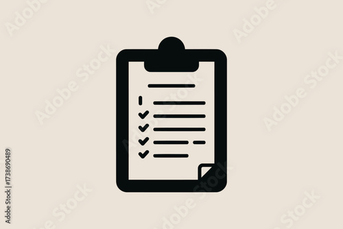 Clipboard icon with checklist vector illustration of document with check marks isolated on white background