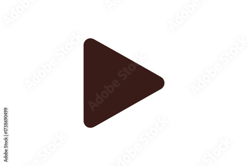 Brown play button icon simple vector graphic for user interface design isolated on white background