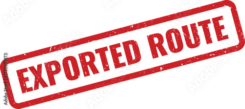 Red EXPORTED ROUTE Rubber Stamp on White Background, Indicating a Defined Path or Direction is Now Available Externally