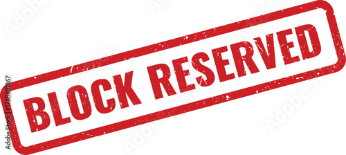 Red block reserved rubber stamp on white background, indicating a space or item is set aside or claimed