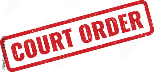 Red Court Order Rubber Stamp on White Background, Indicating a Legal Directive or Judicial Ruling