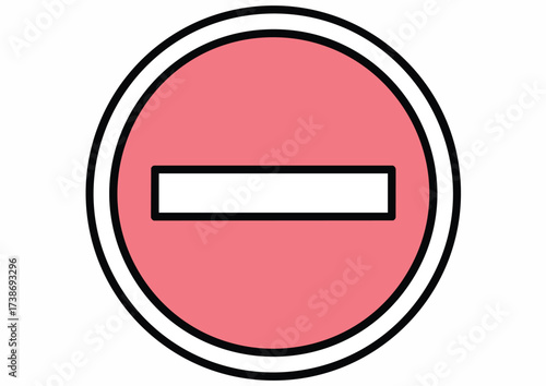 A simple, circular road sign indicating a "No Entry" or "Do Not Enter" instruction.