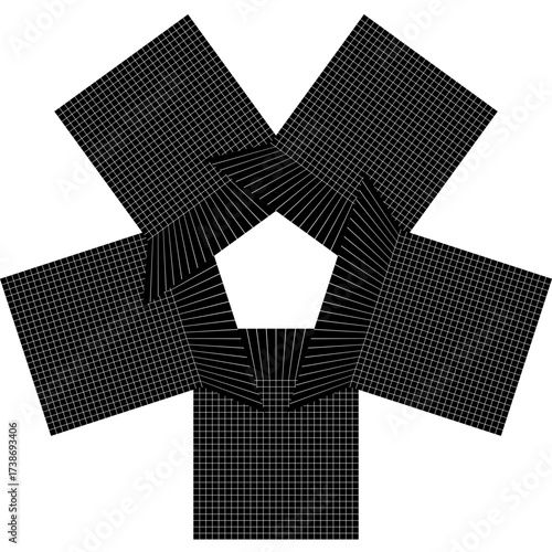 Modern geometric design with abstract shapes and vibrant colors / Diseño geométrico moderno con formas abstractas y colores vibrantes / Modernes geometrisches Design mit abstrakten Formen und lebendig
