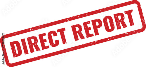 Red DIRECT REPORT Rubber Stamp with Distressed Texture on a Clean White Background