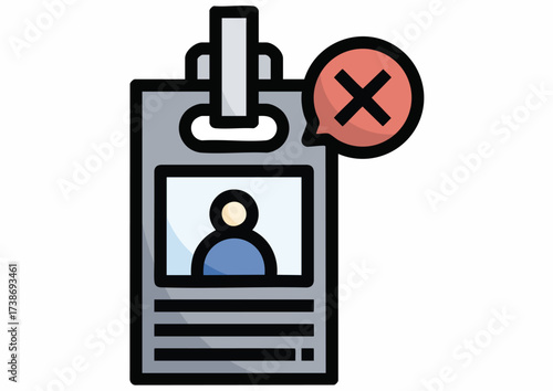 Rejected employee ID badge icon with a red cross