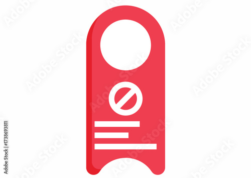 A red door hanger with a "do not disturb" symbol, simple and clean design.