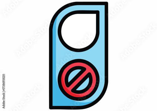 Flat design icon of a do not disturb sign on a blue background