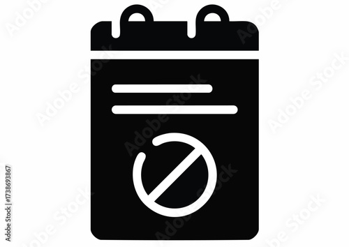 Calendar icon with a prohibition sign, symbolizing a cancelled event or deadline.