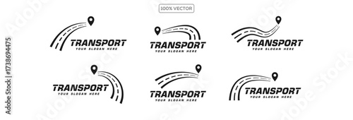  set of asphalt road curves, turns, bankings, and perspectives. Bending road, highway or roadway vector illustration.