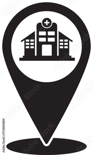 Hospital Location Pin Icon for Medical Services