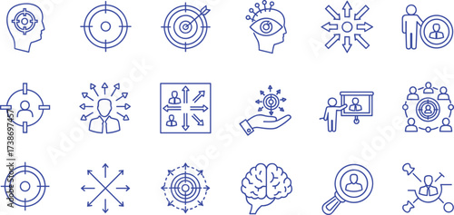 Creative Strategy and Focused Goals Visual Icons for Target Audience and Business Growth