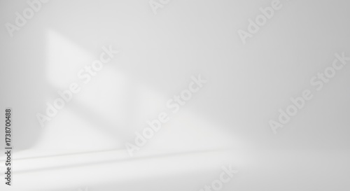 Bright Sunlight Shadow on White Wall in Minimalist Interior