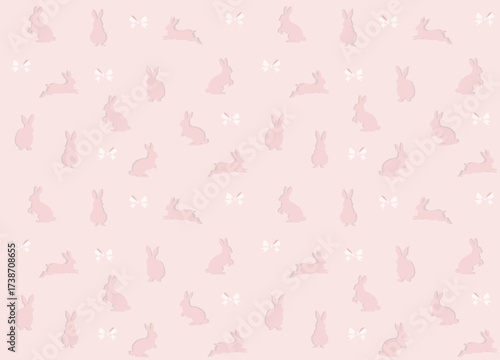 Seamless pattern with pink rabbits, cute animal background for fabric, wrapping, or wallpaper.