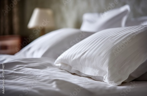 Wallpaper Mural A close-up of crisp, white bed linens and pillows, inviting and comfortable Torontodigital.ca