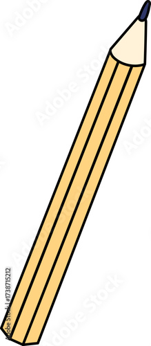 A simple cartoonish yellow pencil sharpened to a point with a dark tip