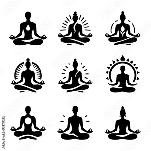 Yoga Poses Silhouette Collection